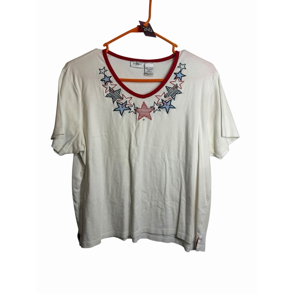jenny buchanan womens short sleeve cotton shirt red white blue size‎ XL
